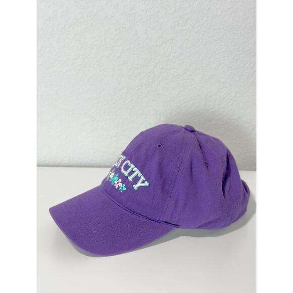 Jhats Women's Baseball Cap Rock City Flowers Purple Hook and Loop Adjustable Hat - Picture 4 of 10